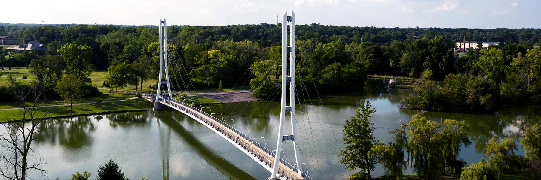 The Venderly Family Bridge spans the St. Joseph River in Fort Wayne.